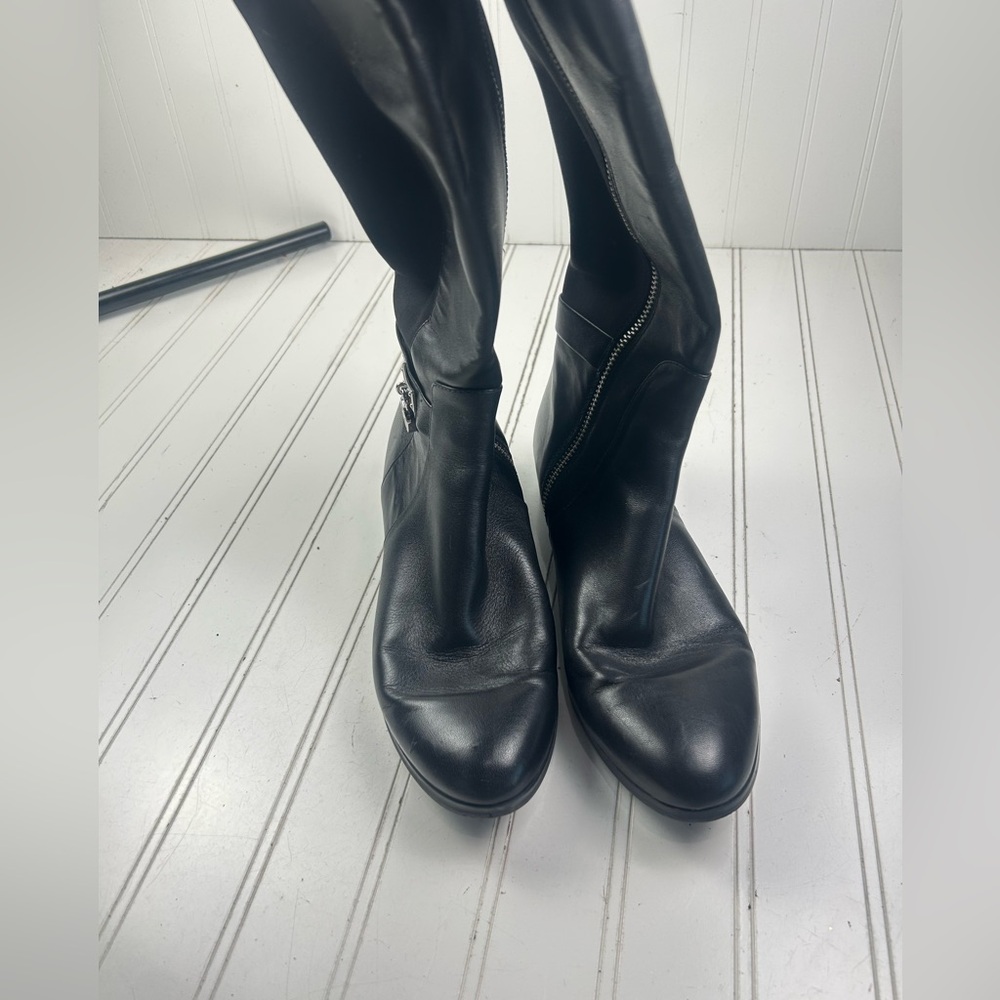 Michael Kors Hamilton Stretch Leather Knee High Riding Boots Womenโs Size 9M - Picture 7 of 10
